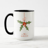 Monogram Name Christmas Holly Winter Floral Tasse (Links)