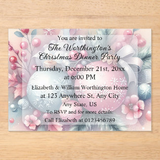 Monogram name Christmas tree ornaments watercolor  Acryleinladungen