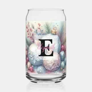 Monogram name Christmas tree ornaments watercolor  Dosenglas