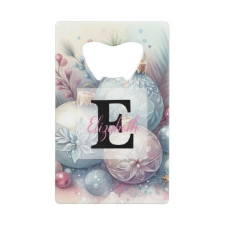 Monogram name Christmas tree ornaments watercolor  Geldbeutel Flaschenöffner