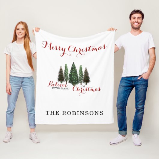 Monogram Name Christmas Trees Fleecedecke (Beispiel)