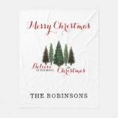 Monogram Name Christmas Trees Fleecedecke (Vorderseite)