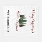 Monogram Name Christmas Trees Fleecedecke (Vorderseite (Horizontal))