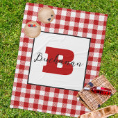 Monogram Name Classic Red Picnic Fleecedecke