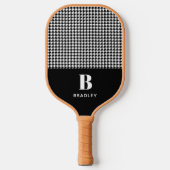 Monogram Name Classic Vintage Houndstooth Pattern Pickleball Schläger (Vorderseite)