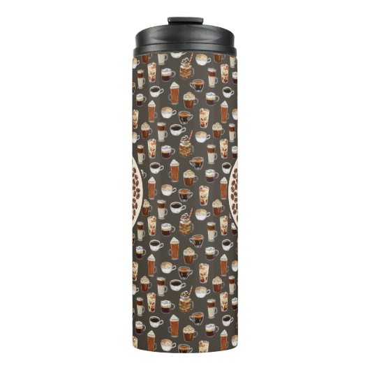 Monogram Name Coffee Lover Thermosbecher (Vorderseite)