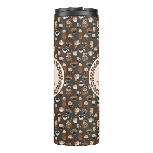 Monogram Name Coffee Lover Thermosbecher (Rückseite)