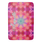 Monogram Name Colorful Blue Star Muster | Badematte (Vorderseite Vertikal)