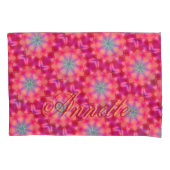 Monogram Name Colorful Blue Star Muster | Kissenbezug (Vorderseite-Links)