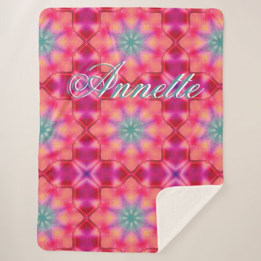 Monogram Name Colorful Blue Star Muster | Sherpadecke (Vorderseite)