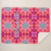 Monogram Name Colorful Blue Star Muster | Sherpadecke (Vorderseite (Horizontal))