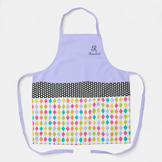 Monogram Name Colorful Diamond Pattern Schürze (Vorderseite)