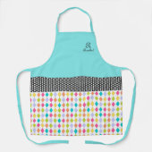 Monogram Name Colorful Diamond Pattern Schürze (Vorderseite)