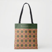 Monogram Name Coral Orange Green Star Tasche (Vorderseite)
