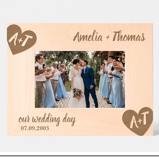 Monogram Name Couple Custom Wood Frames Geätzte Rahmen