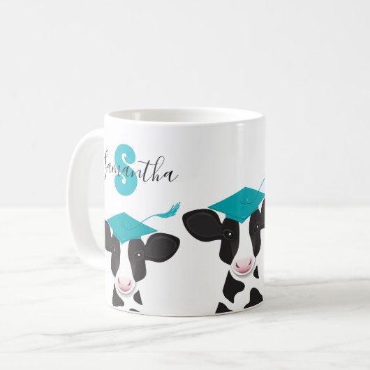 Monogram Name Cow Abschluss Kaffeetasse (Vorderseite Links)