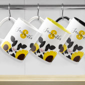 Monogram Name Cow Floral Sunflower Kaffeetasse