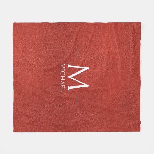 Monogram Name des benutzerdefinierten roten braune Fleecedecke (Vorderseite (Horizontal))