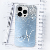 Monogram, Name des blauen, gebürsteten Metalls Sil Case-Mate iPhone Hülle