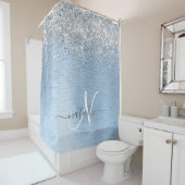 Monogram, Name des blauen, gebürsteten Metalls Sil Duschvorhang (Beispiel)