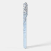 Monogram, Name des blauen, gebürsteten Metalls Sil iPhone Hülle (Rechte Seite)