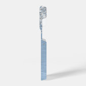 Monogram, Name des blauen, gebürsteten Metalls Sil iPhone Hülle (Linke Seite)