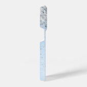 Monogram, Name des blauen, gebürsteten Metalls Sil iPhone Hülle (Rechte Seite)