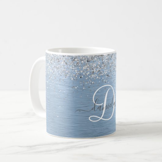 Monogram, Name des blauen, gebürsteten Metalls Sil Kaffeetasse (Vorderseite Links)