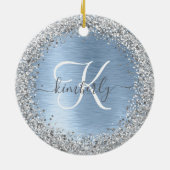 Monogram, Name des blauen, gebürsteten Metalls Sil Keramik Ornament (Hinten)