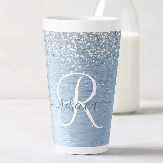 Monogram, Name des blauen, gebürsteten Metalls Sil Milchtasse