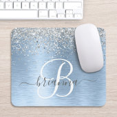 Monogram, Name des blauen, gebürsteten Metalls Sil Mousepad