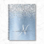 Monogram, Name des blauen, gebürsteten Metalls Sil Notizblock