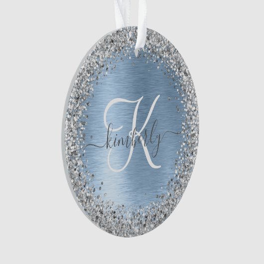 Monogram, Name des blauen, gebürsteten Metalls Sil Ornament (Vorderseite)