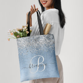 Monogram, Name des blauen, gebürsteten Metalls Sil Tasche