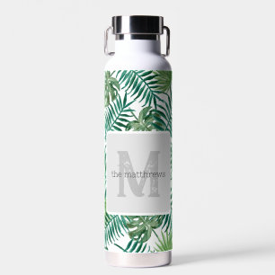 Monogram Name des tropischen Palm-Blätter Trinkflasche