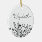 Monogram Name Einfach minimalistisch florale Grafi Keramik Ornament (Rechts)