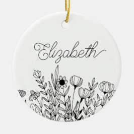 Monogram Name Einfach minimalistisch florale Grafi Keramik Ornament