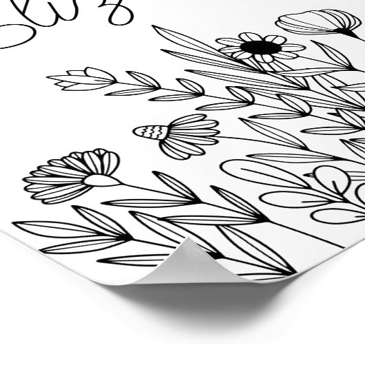 Monogram Name Einfach minimalistisch florale Grafi Poster (Ecke)