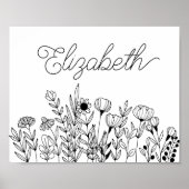 Monogram Name Einfach minimalistisch florale Grafi Poster (Vorne)