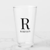 Monogram Name Einfach minimalistisch Modernes Bier Glas (Vorderseite)