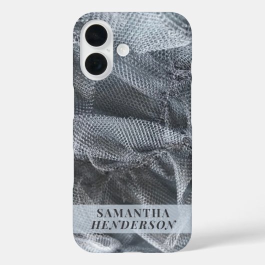 Monogram Name Elegance Black Gray Tulle Toile Look Case-Mate iPhone Hülle (Rückseite)