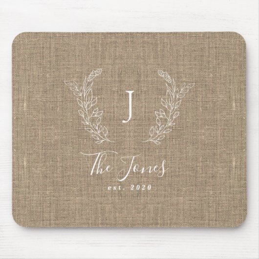 Monogram Name elegant chic personalisiert Mousepad (Vorne)