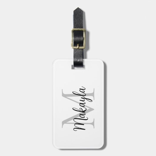 Monogram Name Elegant Script Gepäckanhänger (Vorderseite vertikal)