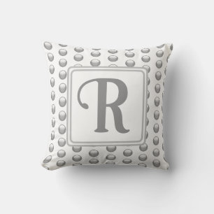 Monogram Name Elegant Silver Polka Dot Initial Kissen