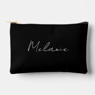 Monogram Name Eleganto Modern Black Zubehörtasche