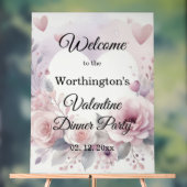 Monogram name floral hearts romantic watercolor acrylschild (Neutral)