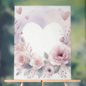Monogram name floral hearts romantic watercolor acrylschild (Neutral)