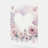 Monogram name floral hearts romantic watercolor acrylschild (Winkel)