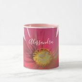 Monogram Name Floral Red Wildflower Pastel Pink  Tasse (Zentrum)
