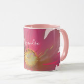 Monogram Name Floral Red Wildflower Pastel Pink  Tasse (VorderseiteRechts)